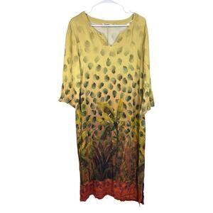 Soft Surroundings Boho Midi Dress Pockets Jungle Print XL